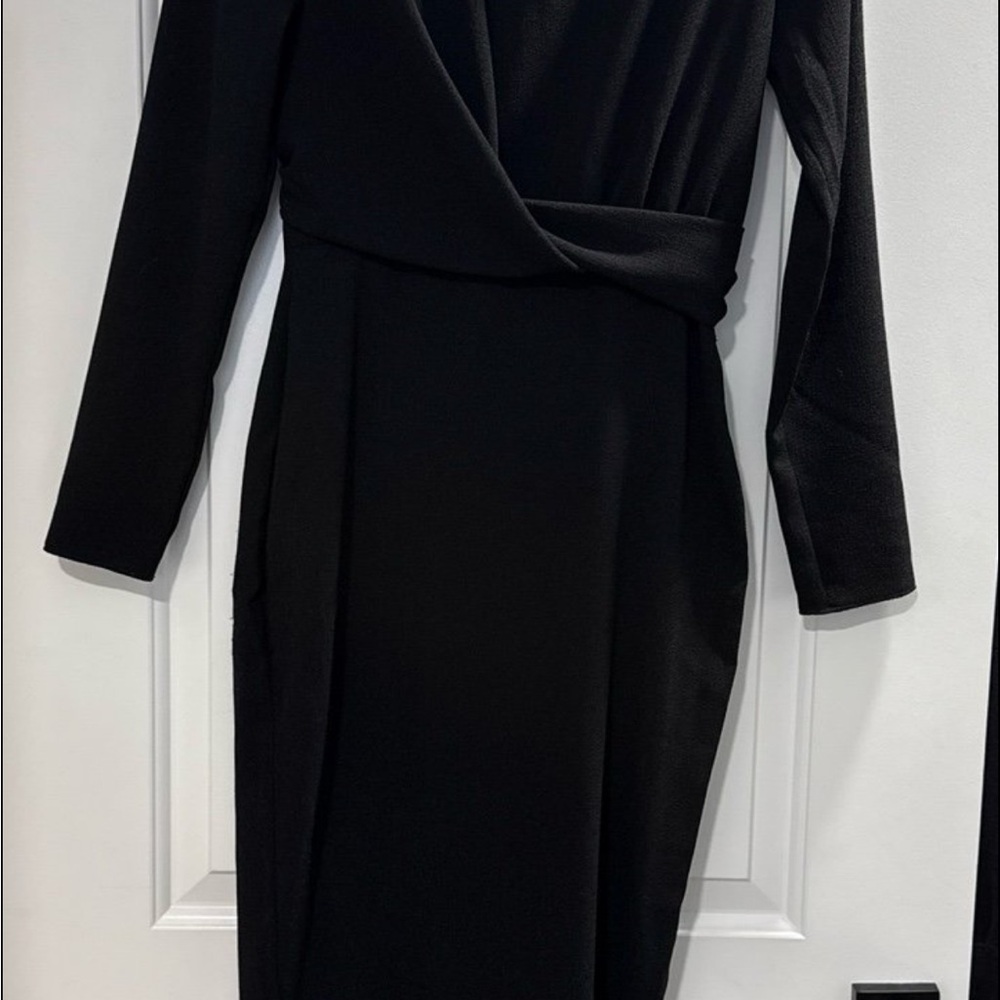 ASOS Black Asymmetrical Long Sleeve Sheath Dress